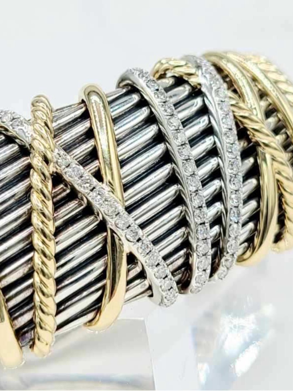David Yurman Helena Cuff Bracelet With 18k Gold And Pave Diamonds - Picture 11 of 16